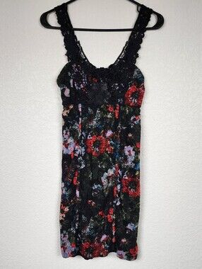 Free People XS Lacey Floral Boho Bodycon Gothic Goth Dress